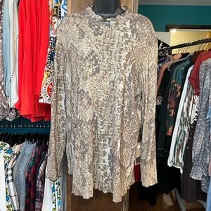Double D Ranch Brown Snake Print Long Sleeve Top